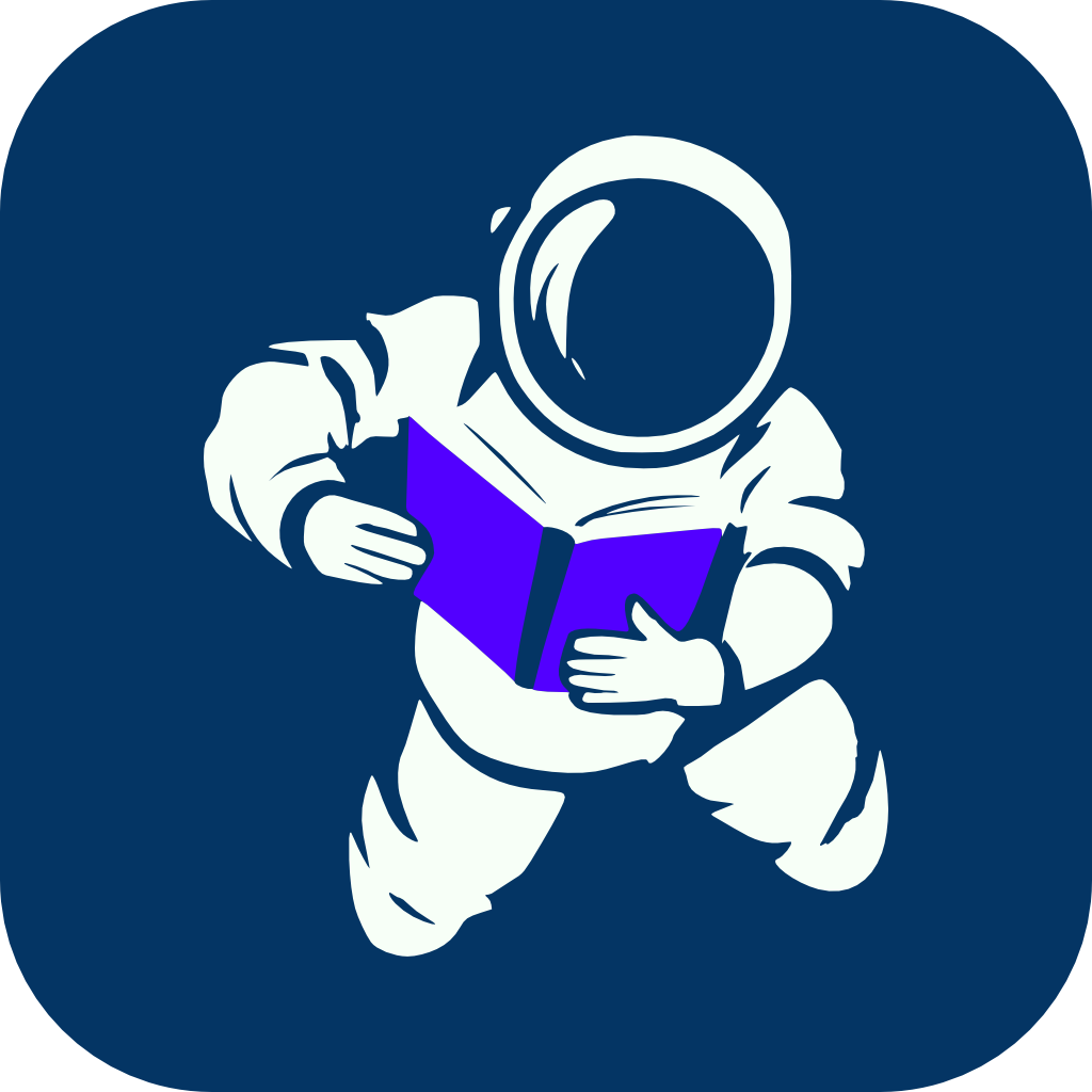 logo XRSearch en forme d'astronaute lisant un livre
